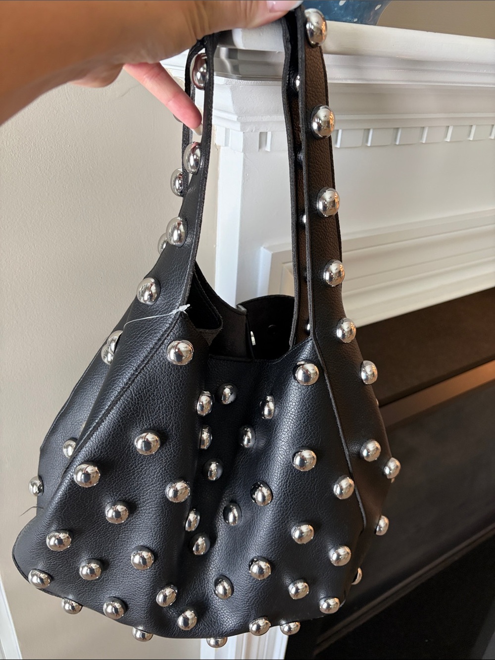 Anthropologie Sonia Medium Slouchy Studded Tote Bag - Black - Picture 6 of 7
